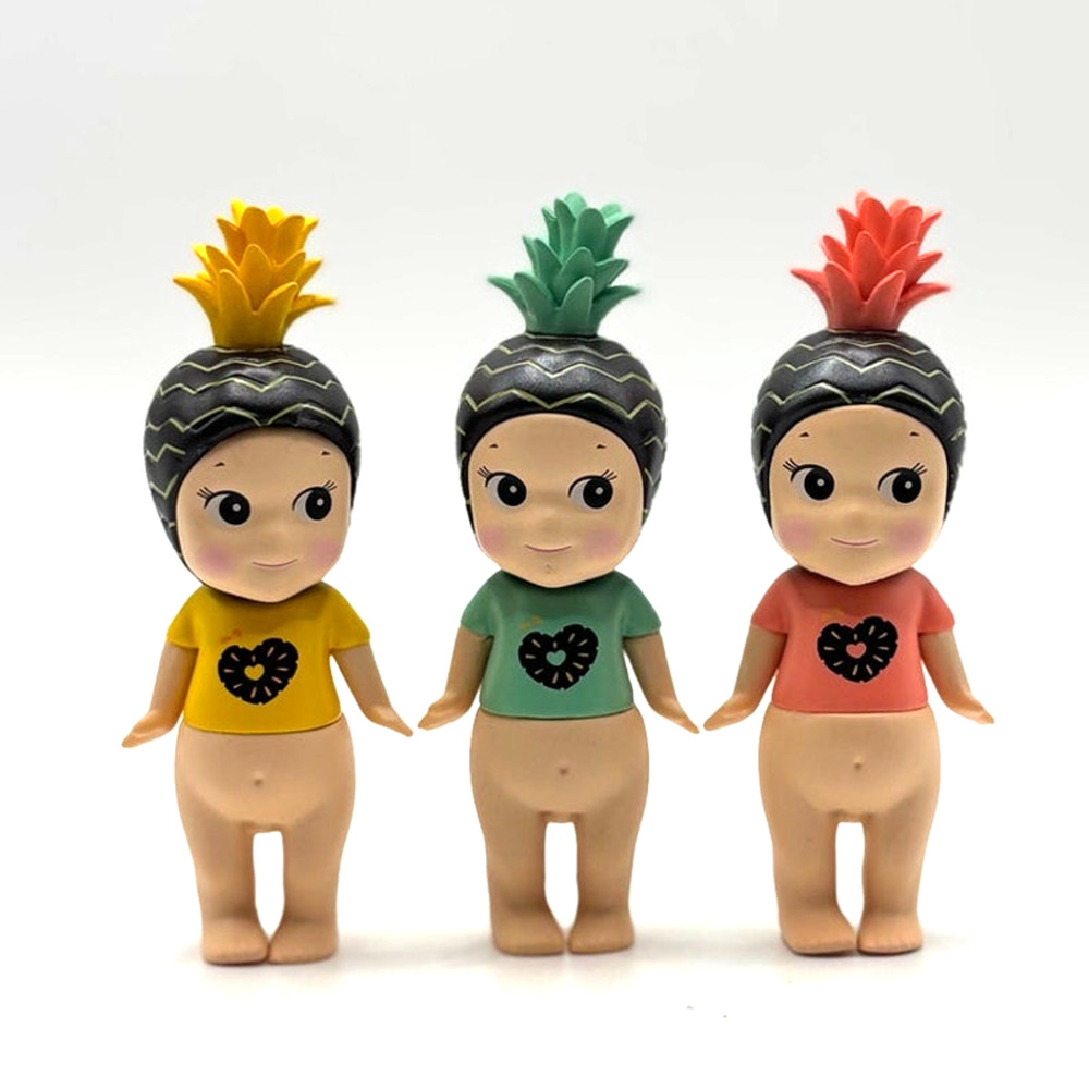 New Set of 3 Unbranded Kewpie/Angel Mini Figures in Pineapple Costumes